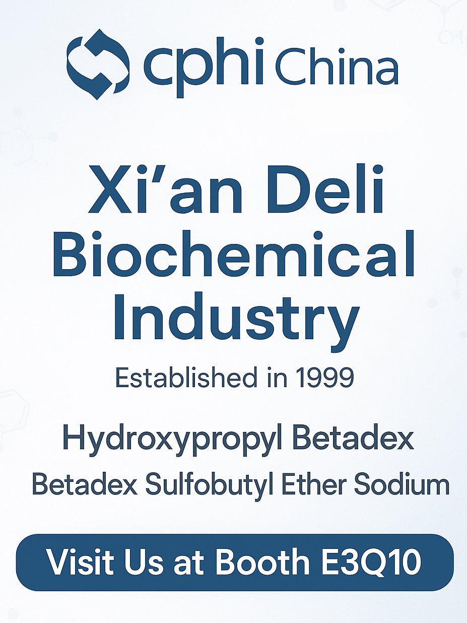 CPHI China 2025 Anteprima: idrossipropil betadex e solfobutil etere sodio soluzioni al centro della fase al centro dello stand di Xi’an Deli E3Q10